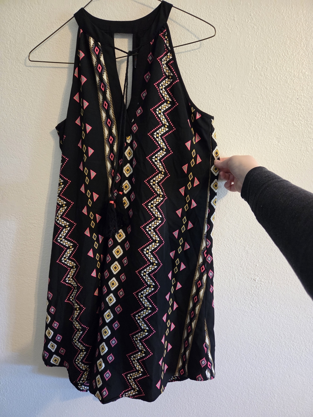 Bright Aztec Summer Dress With Tassle Closure